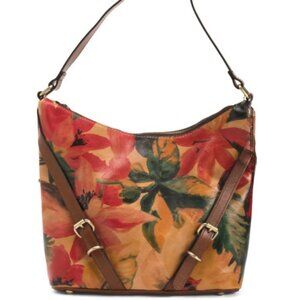 Patricia Nash Elia Leather Hobo Shoulder Floral Handbag Spring Multi NWT